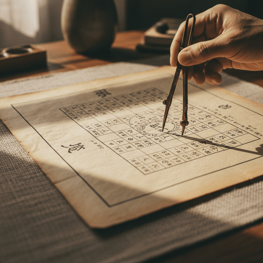 BaZi life cycle chart with ancient astrology symbols