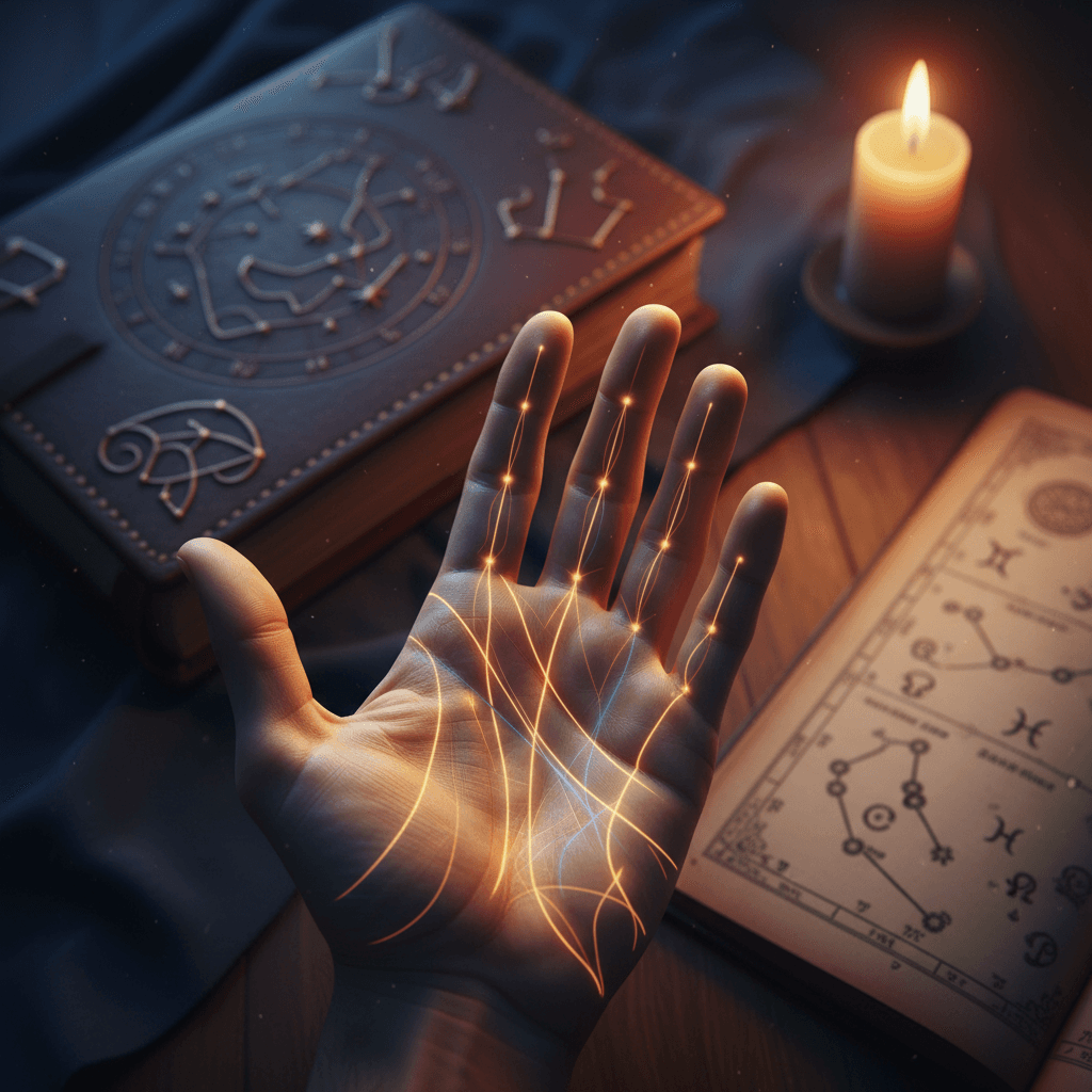 Hand with BaZi astrology symbolism